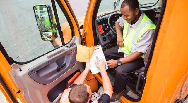 Two guys training with truck